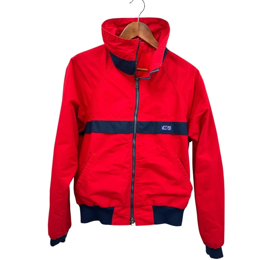 CB Sports Windbreaker Jacket Vintage 1984 Red & Navy Zipper Front Men's Large